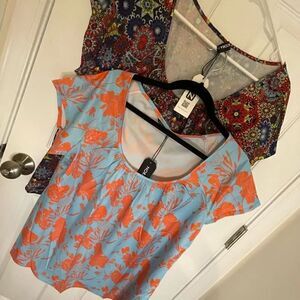 Two 2 NORACORA blouses small shirt sleeve